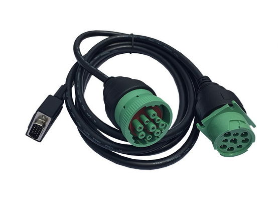 Zielony Deutsch 9-pinowy kabel J1939 żeński na męski HD15P i męski J1939 z podziałem Y