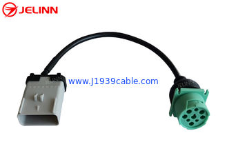 RP1226 Gray 14 Pin Male To Green Type 2 SAE Deutsch 9 Pin J1939 Female Truck Cable