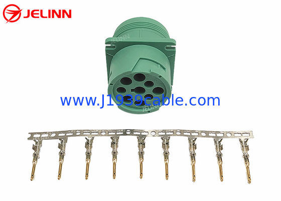 Green J1939 9 Pin Connector Type 2 Male Plug Deutsch HD10-9-1939P-P080