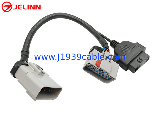 RP1226 Gray 14 Pin Male To RP1226 Female And 16 Pin OBD2 OBDII Female Splitter Y Cable