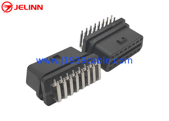 16 Pin J1962 OBD2 OBDII Female Connector with Right Angle 90 Degree Pins
