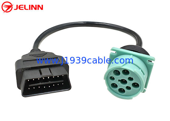 Green Type 2 J1939 Deutsch 9-Pin Male to 6-Pin J1708 Female Cable