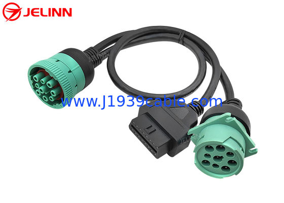 J1939 9 Pin do OBD 2 OBD2 16 Pin Splitter Y Kabel 9Pin Splitter Wire Harness dla ciężarówek GPS