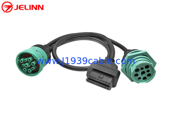 J1939 9 Pin 9pin Włącza z naciągiem do OBD 2 OBDII 16 Pin 16pin Splitter Y Kabel